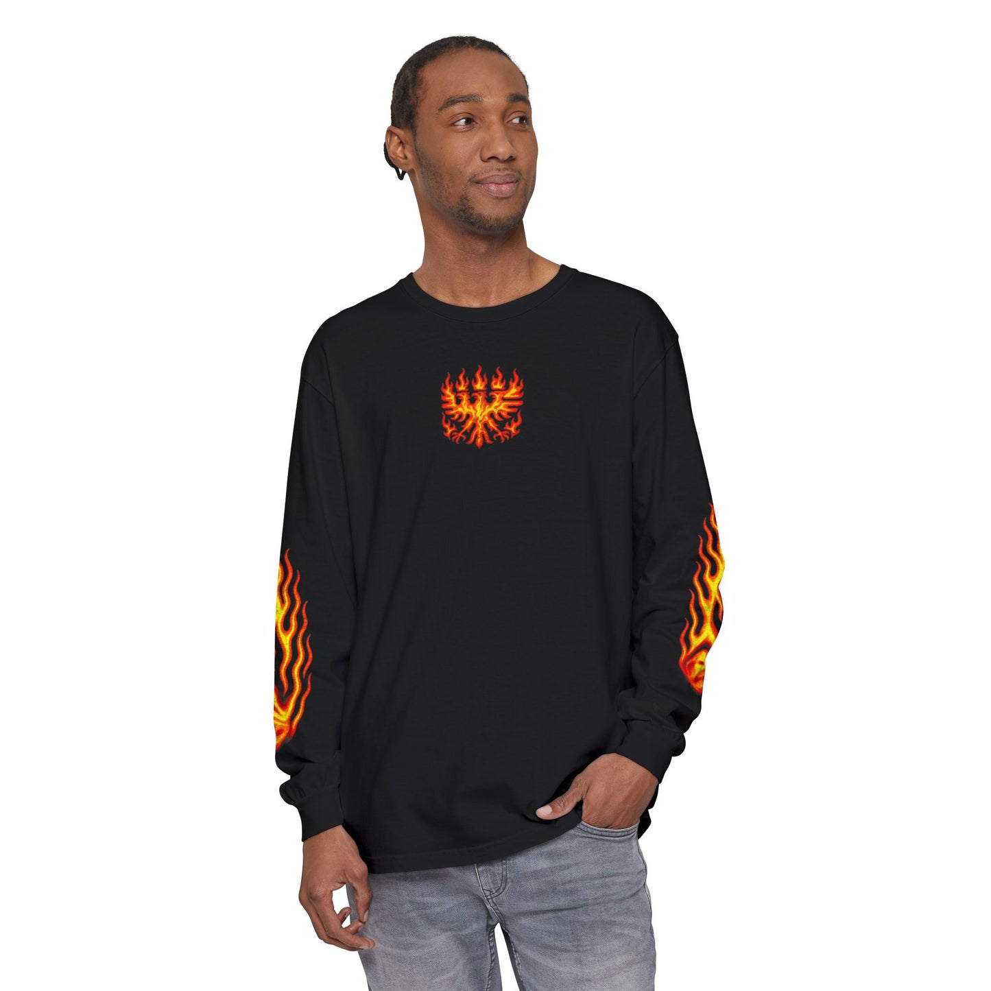 Flame Graphic Long Sleeve T-Shirt - Unisex Fire Merch