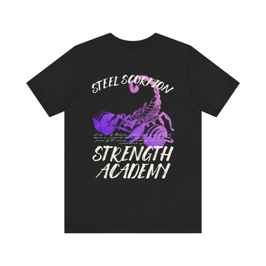 steel scorpion strength academy tee