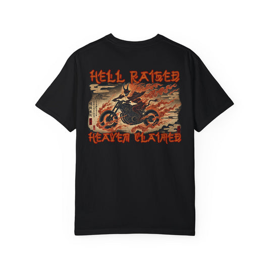 hell raised heaven claimed tee